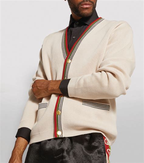 gucci knitted cardigan|gucci web cardigan.